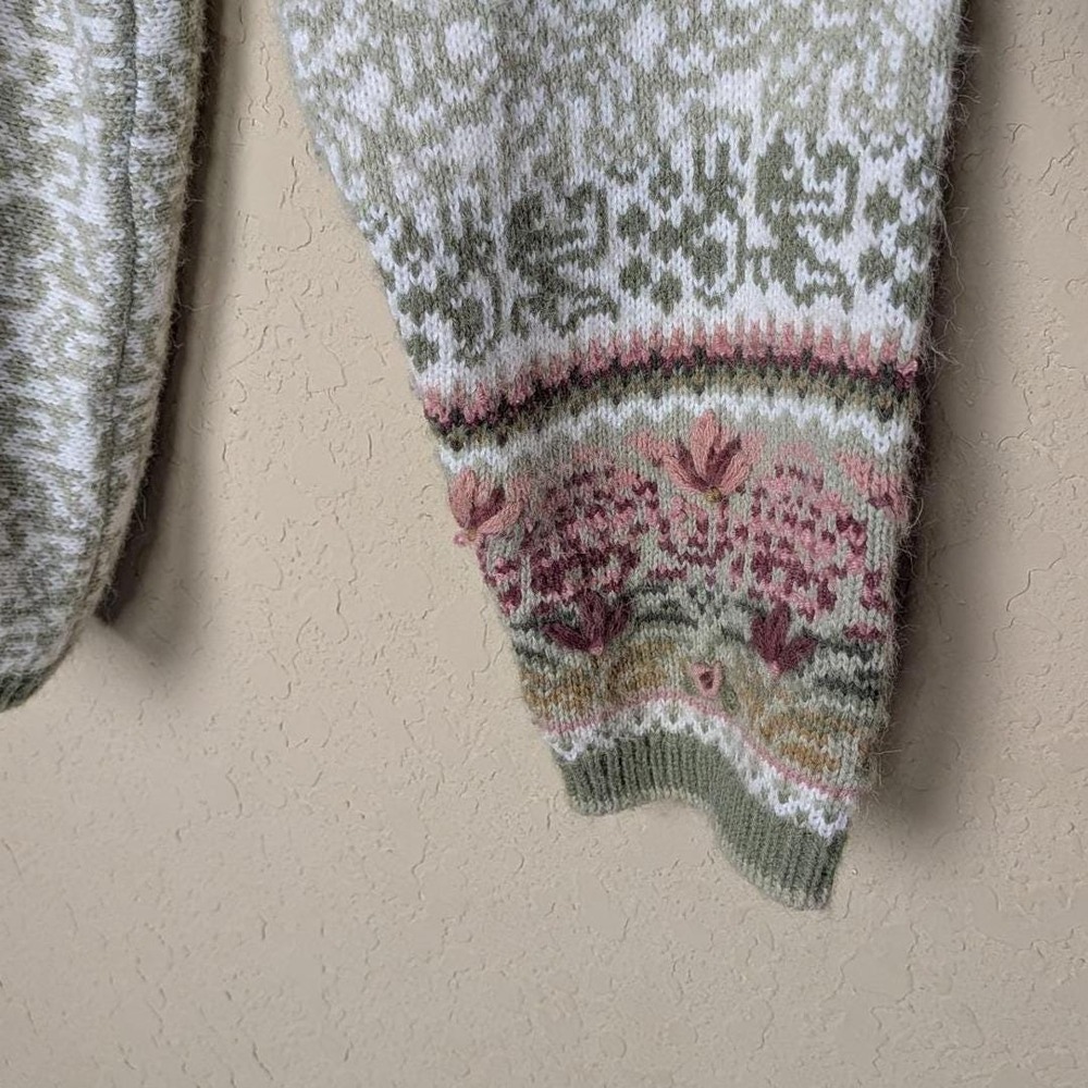Vintage Koret Cardigan SzL Tapestry Knit Embroidered 90s Cottage Grannie Chic - Picture 4 of 6